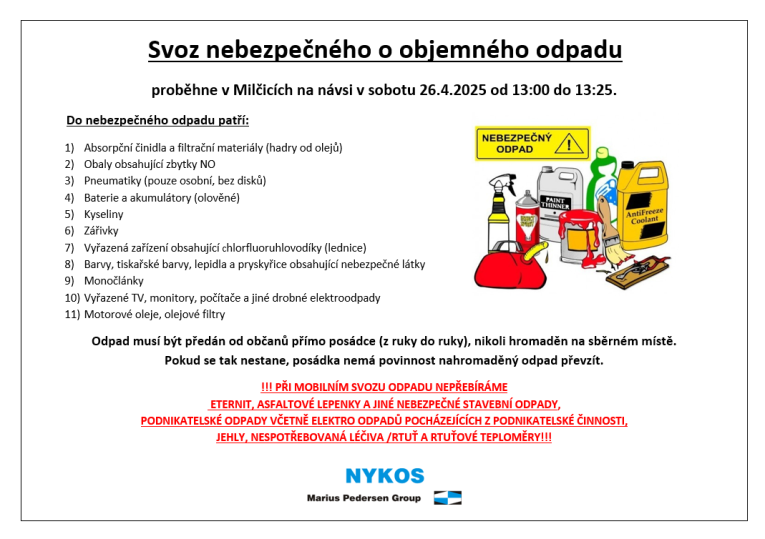 Svoz nebezpečného a objemného odpadu