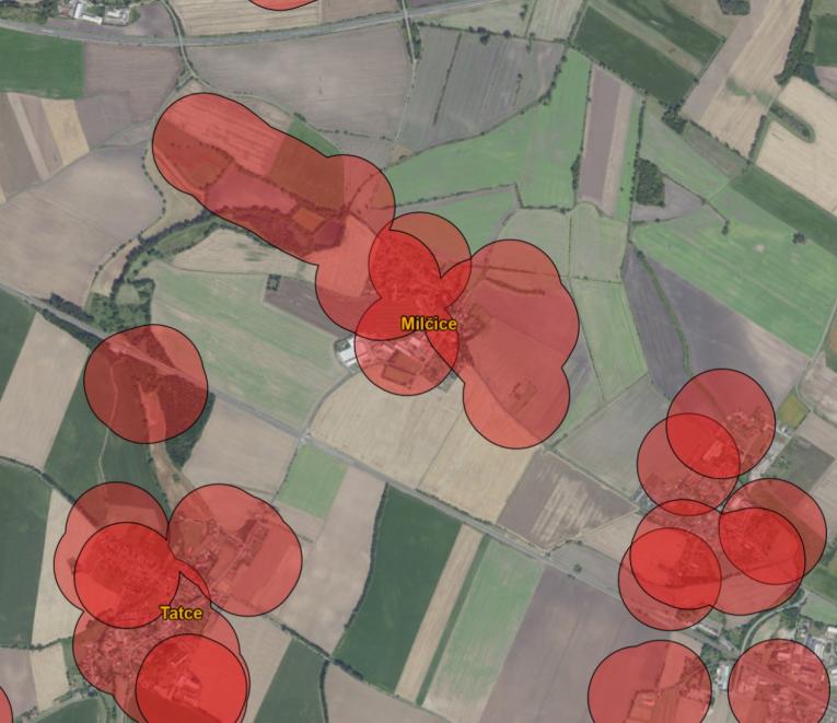 Mapa - chráněné zóny Milčice